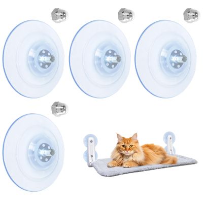 L&W BROS. 4-Pack Cat Window Perch Replacement Suction Cups, Holds up to 50 lb, Screw-On