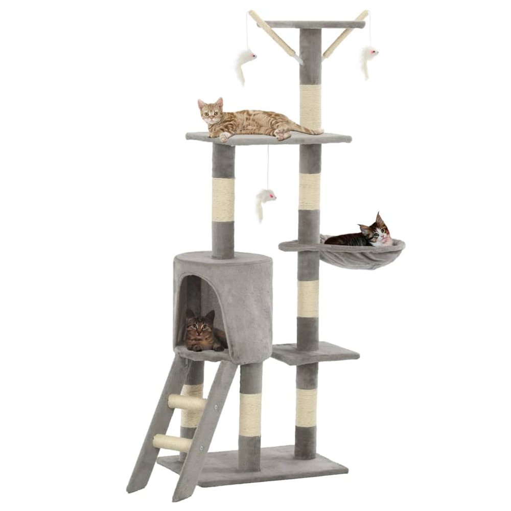 ShGaxin Cat Scratching Post with Sisal Poles 138 cm Gray