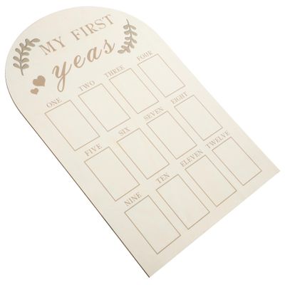 Cabilock Wooden First-Year Baby Photo Frame with Milestone Board, Khaki