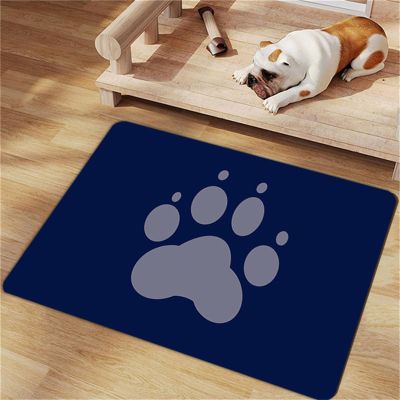 Hearda Non-Slip Absorbent Dog Food Mat, Quick-Drying Pet Bowl Mat, 30 x 40 cm, Navy Blue L