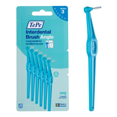 TePe Angle Interdental Brush, Blue, 0.6 mm/ISO Size 3, 6 Count