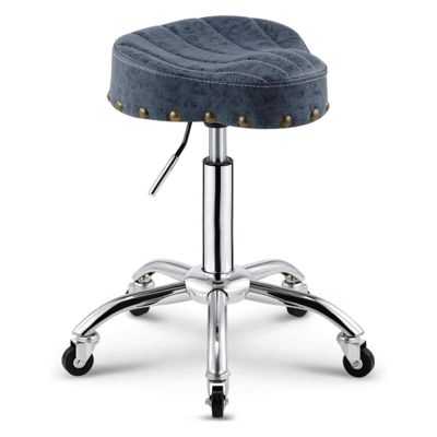 Ergonomic PU Leather Swivel Saddle Stool with Wheels, Height-Adjustable
