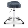 Ergonomic PU Leather Swivel Saddle Stool with Wheels, Height-Adjustable view 1