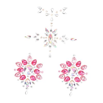 Halloween Party Rhinestone Chest Jewelry, 2 Sets, Pink