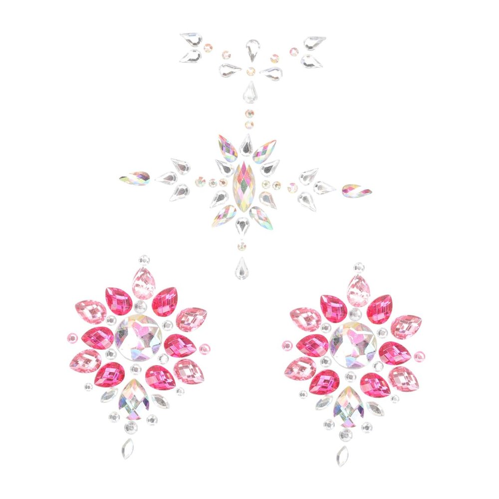 Halloween Party Rhinestone Chest Jewelry, 2 Sets, Pink