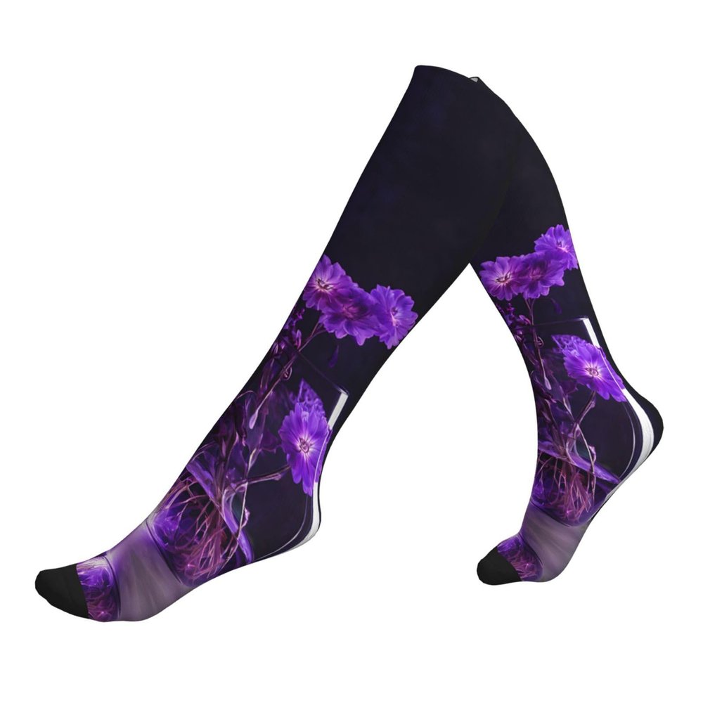 Jaywis Purple Flower 15–20 mmHg Compression Socks for Women and Men