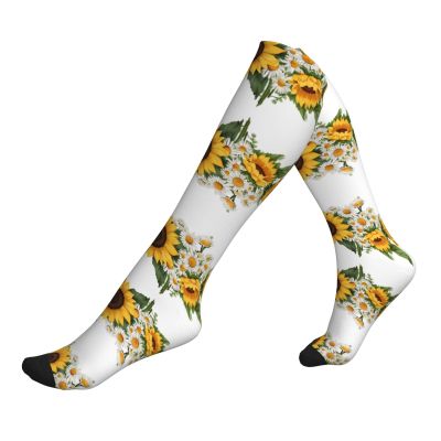 Jaywis Yellow Sunflower and White Flower Compression Socks, 15–20 mmHg