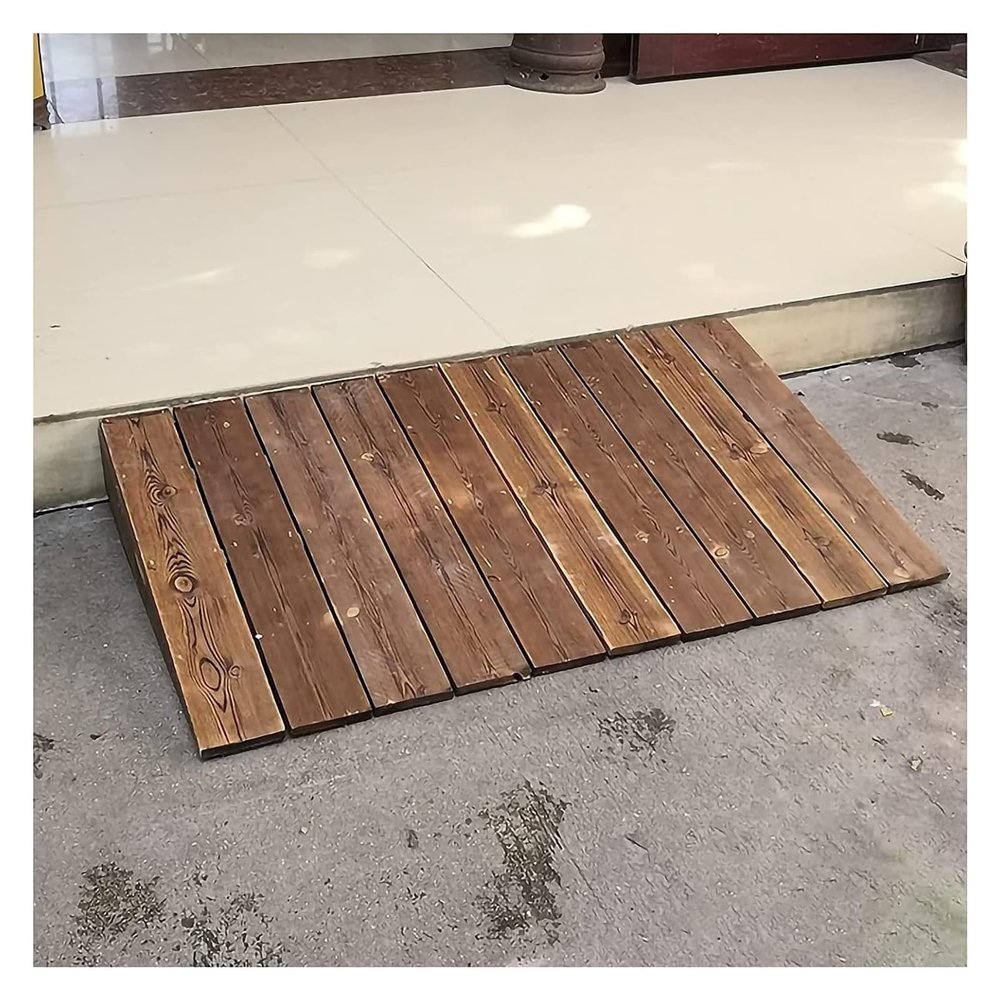 Solid Wood Threshold Ramp for Doorways, Non-Slip Surface, Portable Handicap Ramp, 60 x 100 x 30 cm