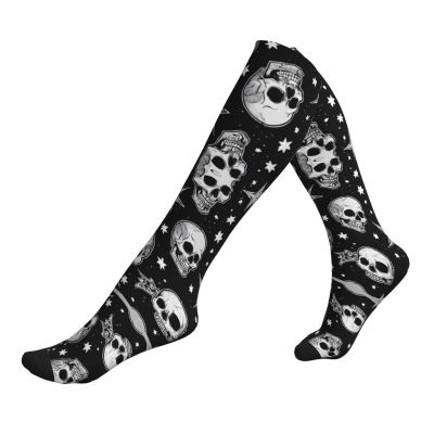 Jaywis White Punk Skull Compression Socks, 15–20 mmHg