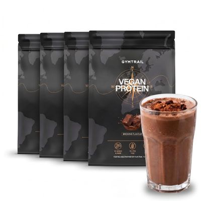 Gymtrail Vegan Pea Protein Powder 2000 g | Plant-Based Protein Powder with Essential Amino Acids | Soy-Free and Sweetener-Free with Birch Sugar, Chocolate Brownie