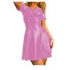 YGZHANYUANOKU Red Vinyl PVC Leather A-Line Ruffle Mini Dress, 5XL view 3