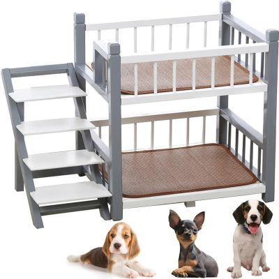 Bunk Bed for Small, Medium, and Large Dogs with Removable Double-Layer Pet Bed and Stairs