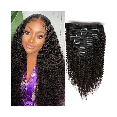 Deep Wave Clip-In Hair Extensions for Women, 8-Piece Set, Double Weft, Remy Hair, 26 in