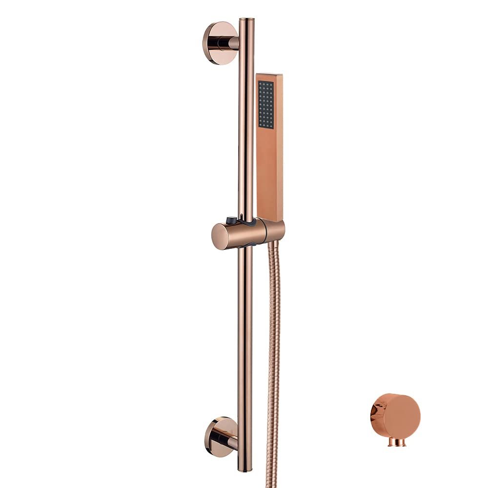 QTYQWC Rose Gold Square Universal G1/2-Inch Wall-Mounted Handheld Shower Head