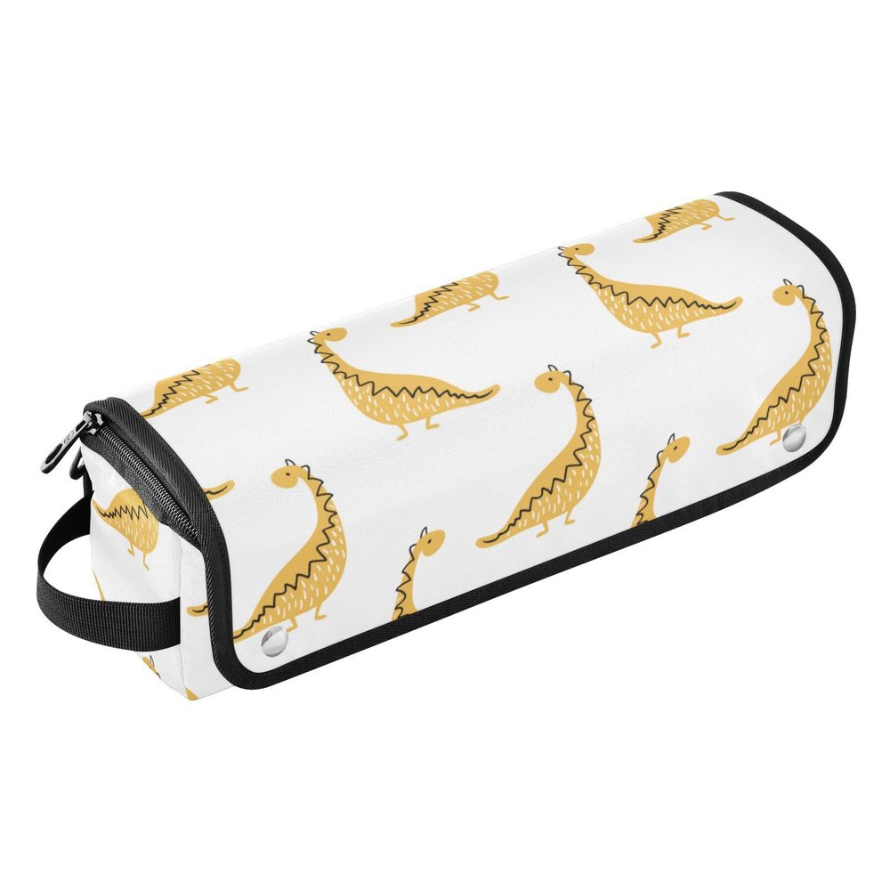 linqin Yellow Dinosaur Hair Tool Travel Bag for Women with Heat-Resistant Mat