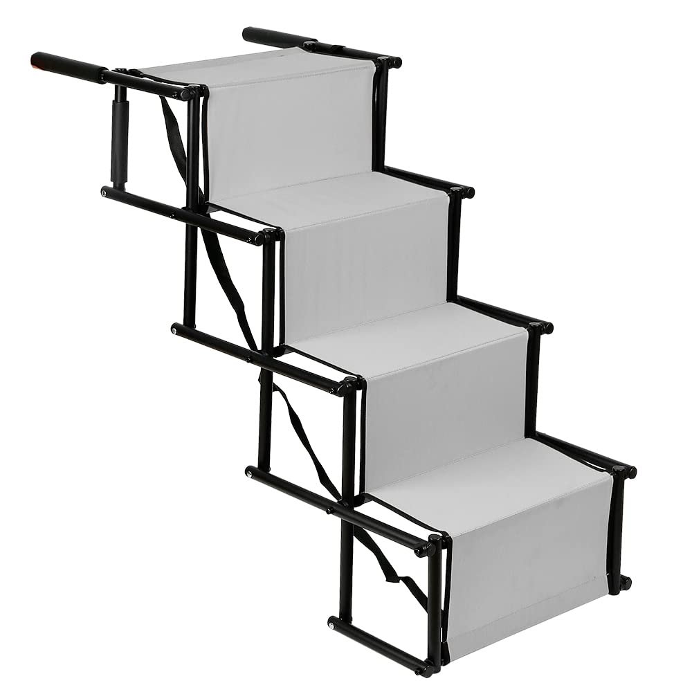 Foldable Dog Car Ramp, Dog Stairs, Adjustable Size, Max. Load 75 kg, Max. Size 139 × 45 × 76 cm (Gray)