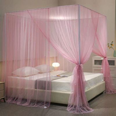 ILNCQLPM Bed Tent and Canopy Curtain with 4 Corner Posts, Princess Bedroom Décor for Twin/Full/King/Queen Beds (Pink, California King)