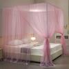 ILNCQLPM Bed Tent and Canopy Curtain with 4 Corner Posts, Princess Bedroom Décor for Twin/Full/King/Queen Beds (Pink, California King) view 1