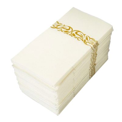 Baluue 50 Paper Napkins with Cutlery Pocket, Fabric-Look