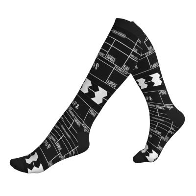 Jaywis Classic Movie Clapboard Black Compression Socks for Women and Men, 15–20 mmHg