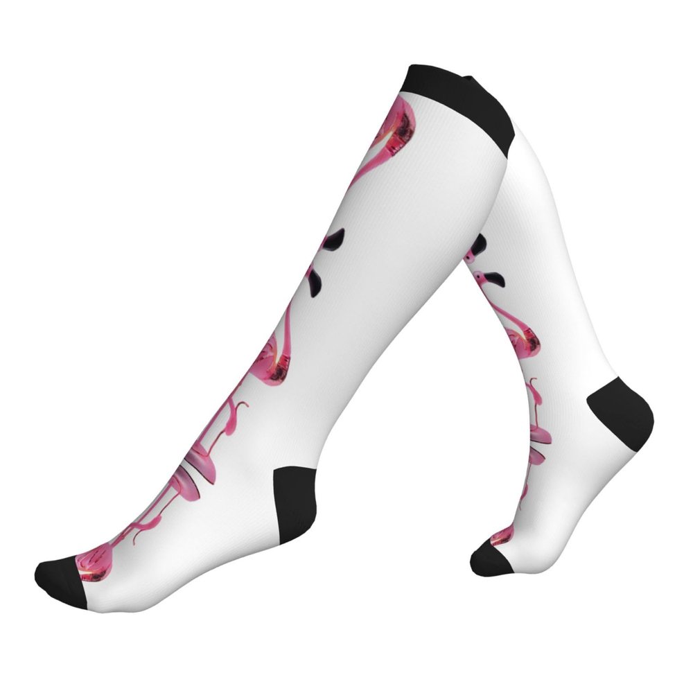 Jaywis Flamingo Compression Socks, 15–20 mmHg, Black, One Size