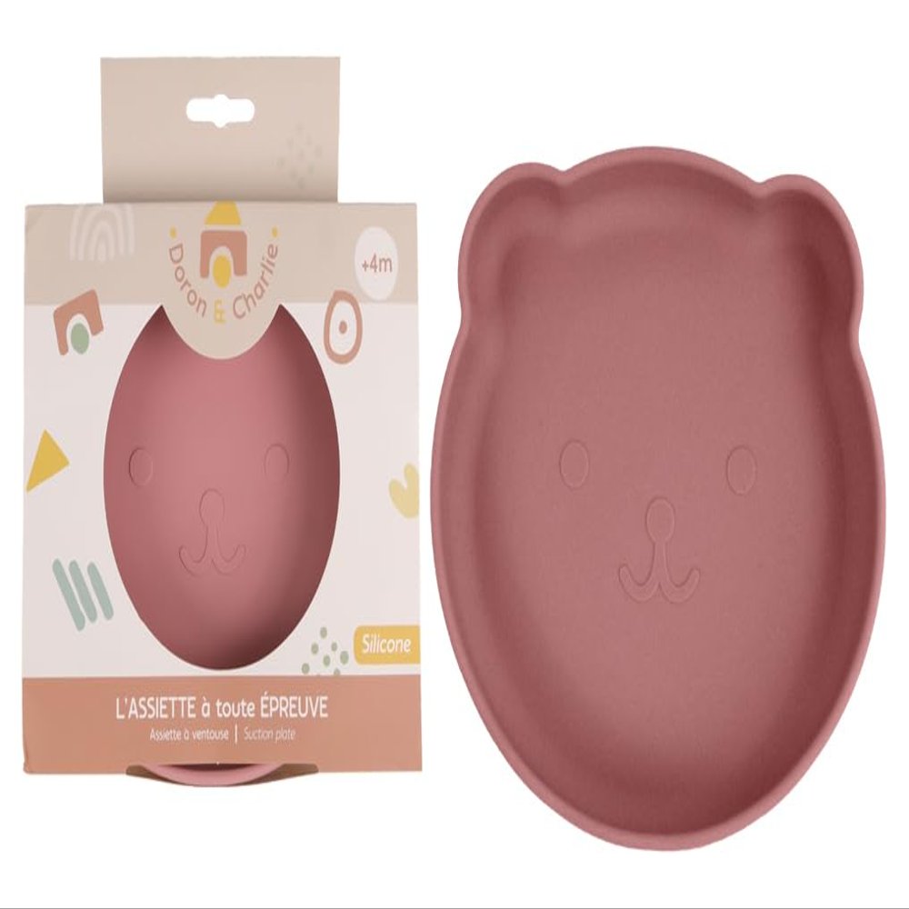 DORON & CHARLIE Silicone Suction Bowl for Babies, Pink, Microwave- and Dishwasher-Safe, 6+ Months