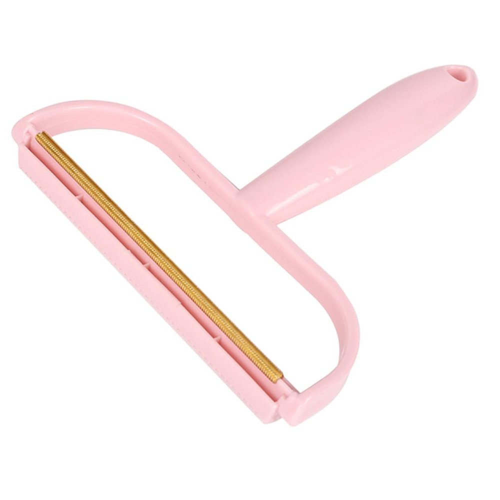 Baluue Manual Lint Remover for Clothing and Carpets, Double-Sided Plastic Fabric Scraper, Portable, Reusable, Pink