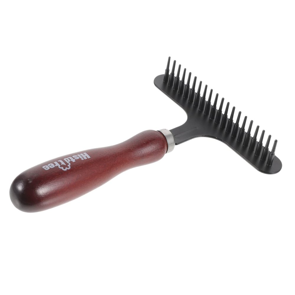 Dog Grooming Comb with Stainless Steel Teeth and Ergonomic Wooden Handle