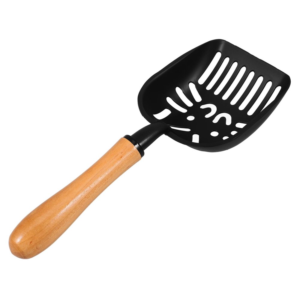 SWOOMEY Reusable Cat Litter Scoop with Long Stainless Steel, Wood-Effect Handle and Sieve