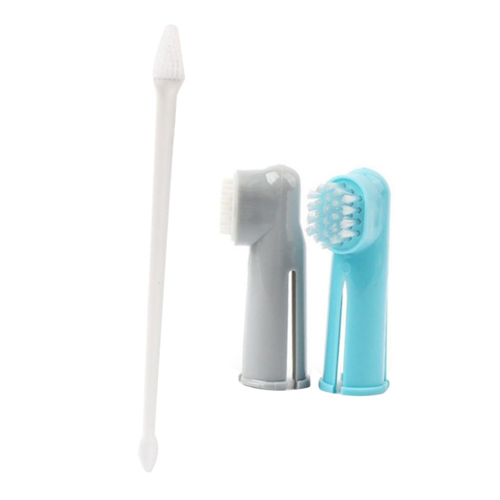 Happyyami 4-Pack Plastic Finger Toothbrushes for Pets with Double Brush Heads, Easy to Clean, for Dogs and Cats