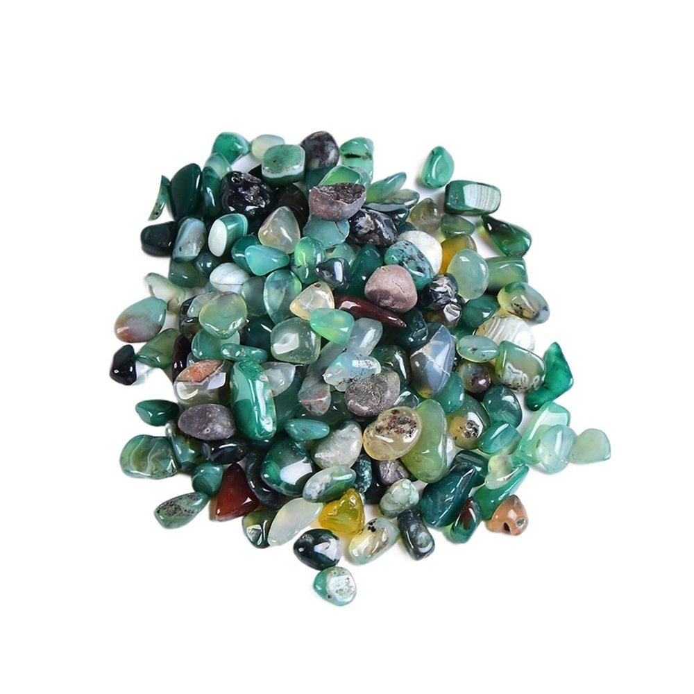 YMYGCC 100 g/200 g Gravel Samples, Rose Quartz, Amethyst, Colorful Aquarium Decor (Green Agate, 200 g)