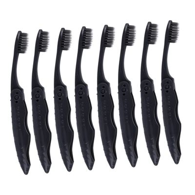 Healeved 8-Piece Charcoal Toothbrush Set, Foldable Travel Toothbrushes