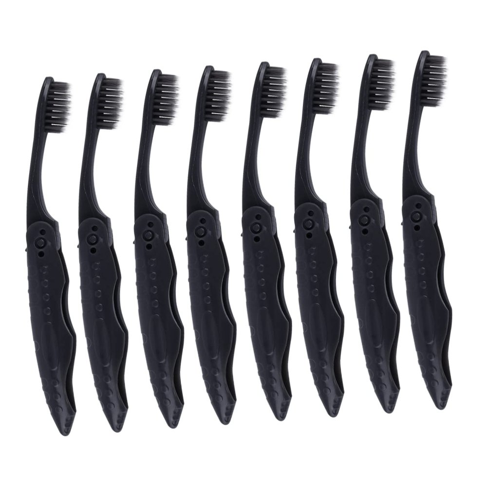 Healeved 8-Piece Charcoal Toothbrush Set, Foldable Travel Toothbrushes