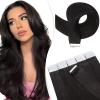 Elailite Tape Extensions Human Hair Black 40 cm Remy Straight Hair, 20 Pieces, Invisible Tape-In Extensions, Silky Skin Weft (30 g, #1B) view 1