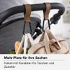 Jan Universal Stroller Hooks, 2-Pack, Up to 5 kg per Hook, Adjustable Non-Slip Straps, Brown view 2