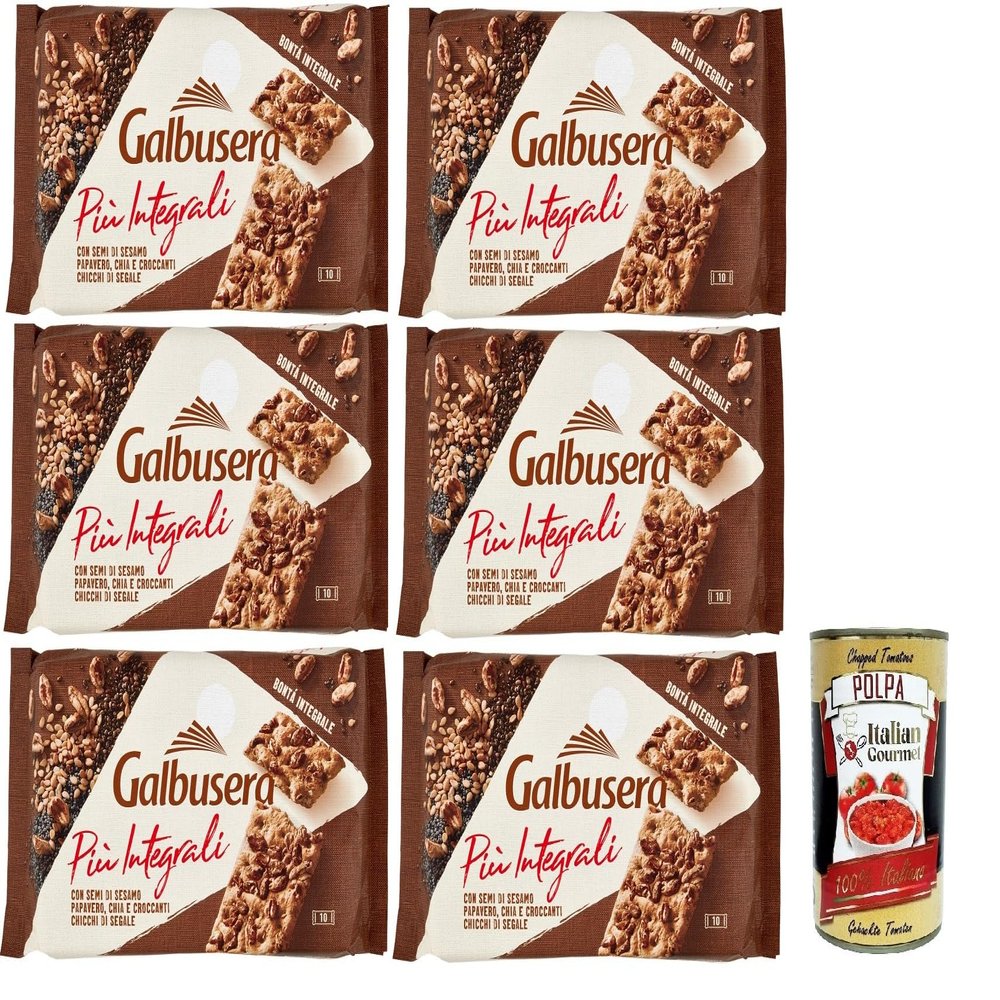Italian Gourmet Pi Integrali Whole-Grain Crackers with Sesame, Chia & Poppy Seeds, 6 x 380 g