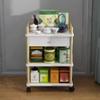 Wooden Salon Trolley with Drawers, 3-Tier Storage, White, 55 x 30 x 82 cm view 2