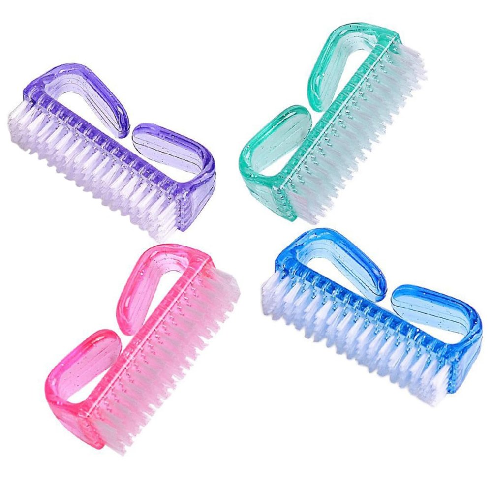 Healeved 4-Piece Plastic Nail and Toenail Cleaning Brushes with Non-Slip Handles