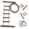 Happyyami Wooden Parrot Ladder and Budgie Step Ladder Bird Toy, Brown view 2