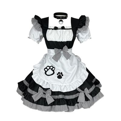 URFEDA Women's Sexy Cosplay Maid Uniform Set with Mini Skirt, Satin Apron and Collar