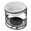 Ceramic Incense Vessel, Black Candle Holder with Wood, 1 Pc view 1
