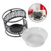 Ceramic Incense Vessel, Black Candle Holder with Wood, 1 Pc view 2
