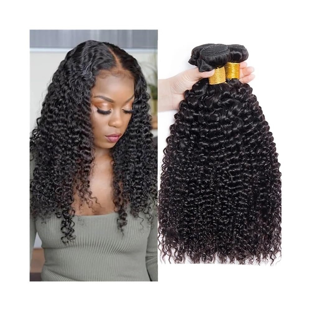 Mongolian Kinky Curly Human Hair Bundles, 1/3/4 Pieces, 12 in