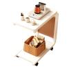 Small C-Shaped Side Table with Wheels and Storage Bag, Metallic view 1