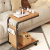 Small C-Shaped Side Table with Wheels and Storage Bag, Metallic view 2