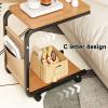 Small C-Shaped Side Table with Wheels and Storage Bag, Metallic view 3