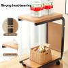 Small C-Shaped Side Table with Wheels and Storage Bag, Metallic view 4
