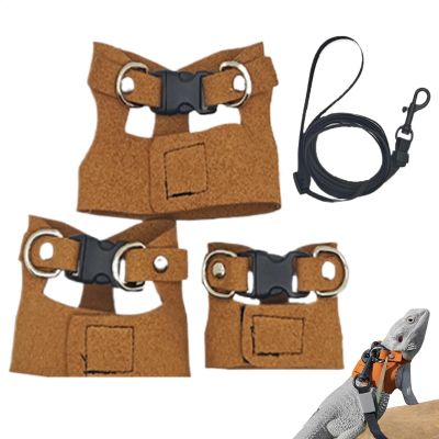 Adjustable Small Animal Harness Set, Soft PU Leather, with Leash, 3-Pack