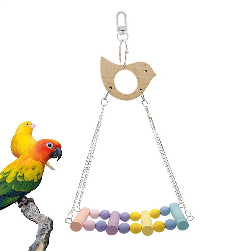 Cockatiel Birdcage Swing with Colorful Wooden Perches