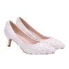 TOGEVAL Elegant White Lace Bridal Shoes with Floral Design view 1